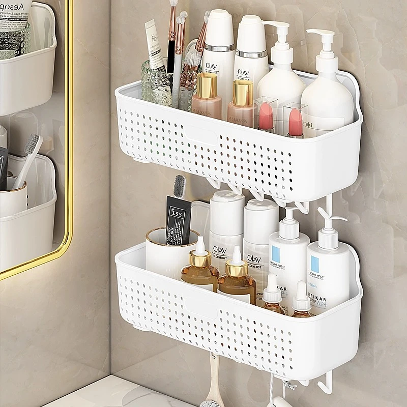 卫生间置物架厕所洗手间架子壁挂式收纳架免打孔挂墙上浴室收纳架