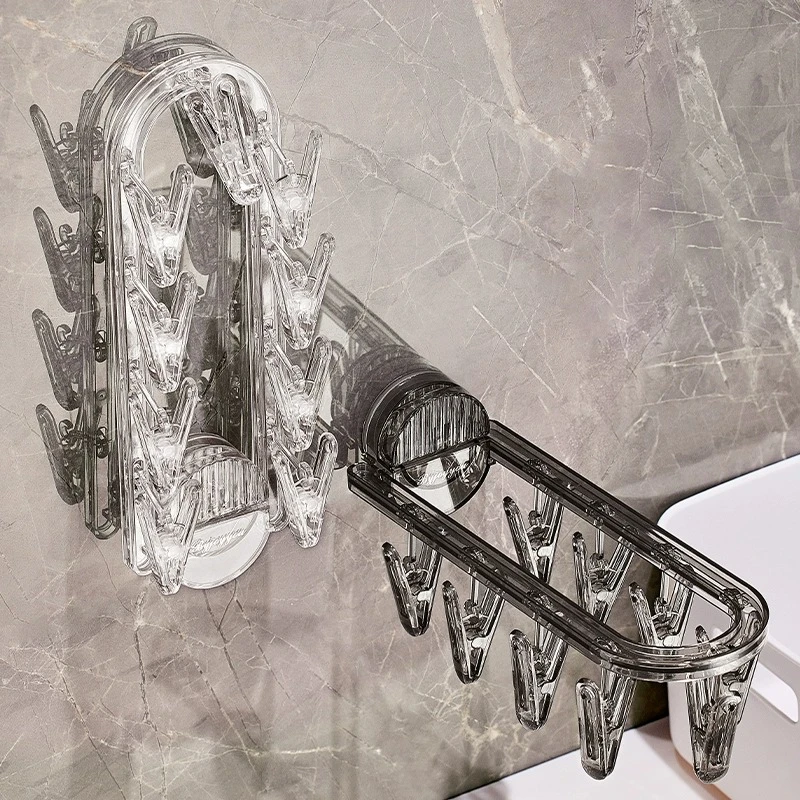 吸盘折叠袜子衣架晾晒架家用衣架晾衣架多夹子晒袜子神器阳台袜夹