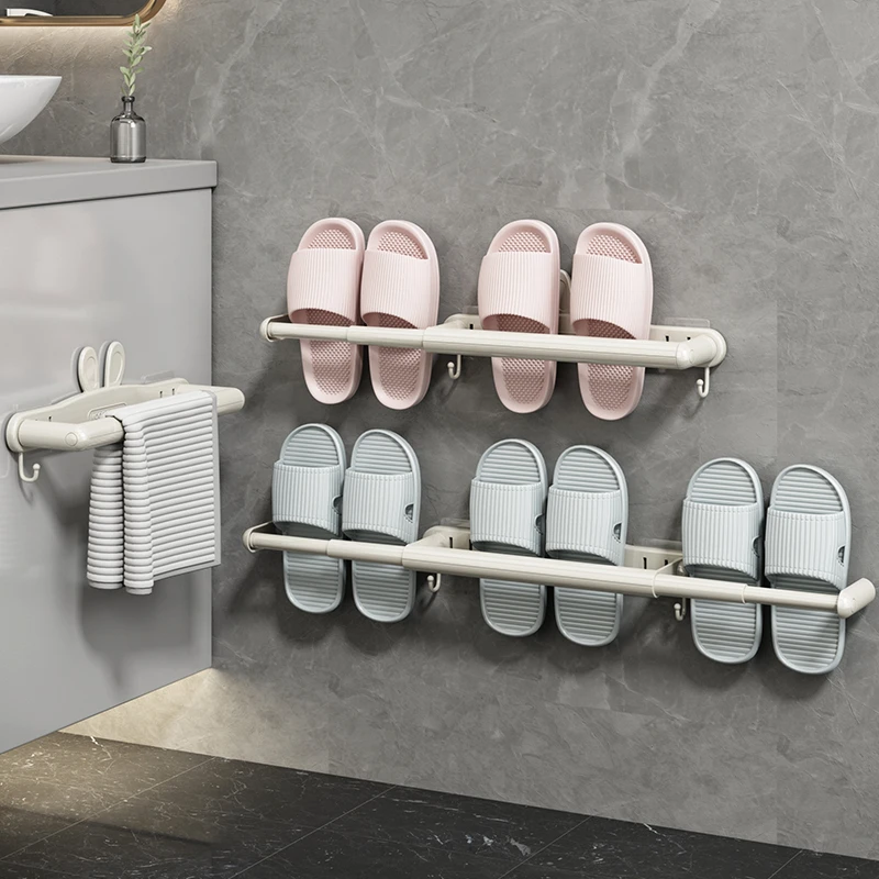 浴室拖鞋架免打孔卫生间通用鞋子收纳架厕所壁挂式门后沥水置物架