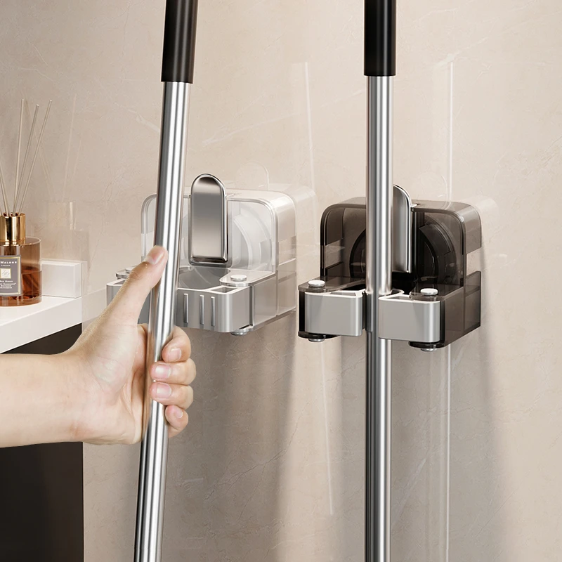 吸盘拖把夹壁挂收纳免打孔扫把拖把布挂架卫生间家用卡扣壁挂神器