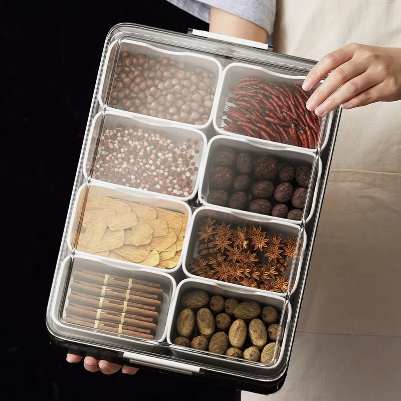厨房家用香料收纳盒塑料冰箱密封盒调料罐八角桂皮防潮作料盒套装