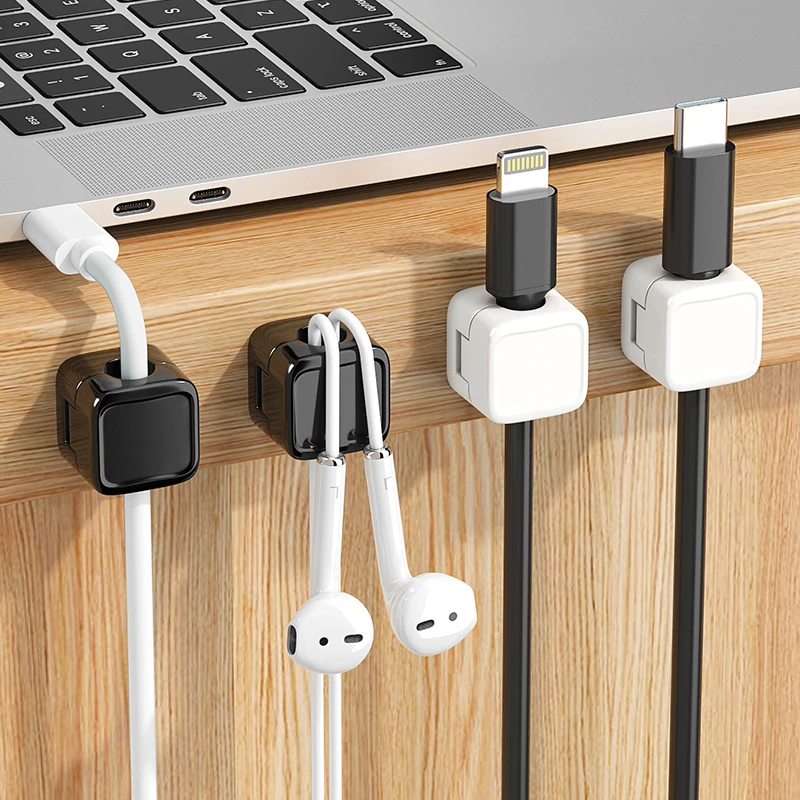 磁吸理线器免打孔手机数据线充电线收纳固定器走线卡扣插头挂钩