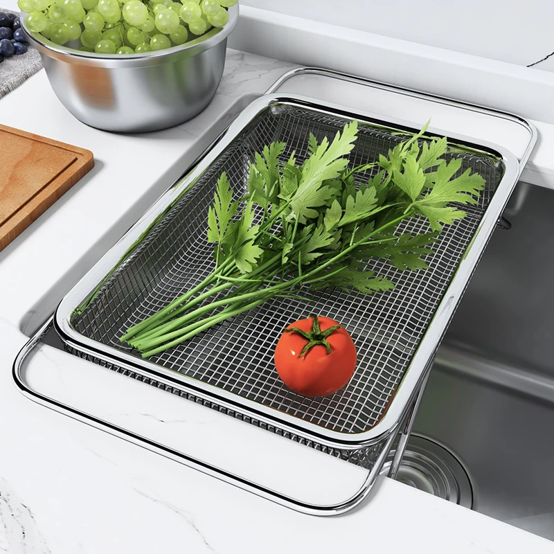 优勤厨房不锈钢沥水篮单水池可伸缩洗菜盆大号家用伸缩水槽滤水架