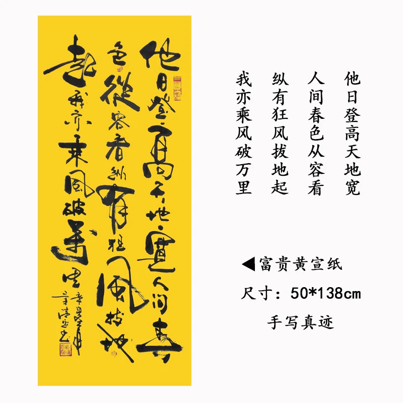 《他日登高天地宽》客厅公司玄关挂轴手写真迹字画书法作品挂画行书