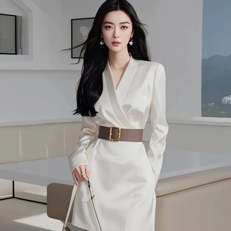 早秋洋气高贵连衣裙高级感正式场合高端职业小众气质短款白色裙子