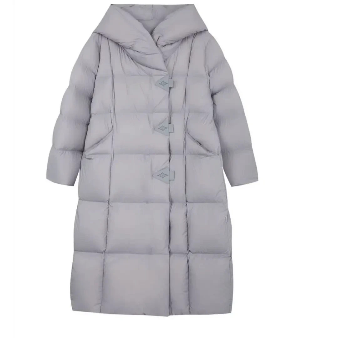 Basic House/百家好MY2024年新款时尚气质连帽长款羽绒服A24DY958