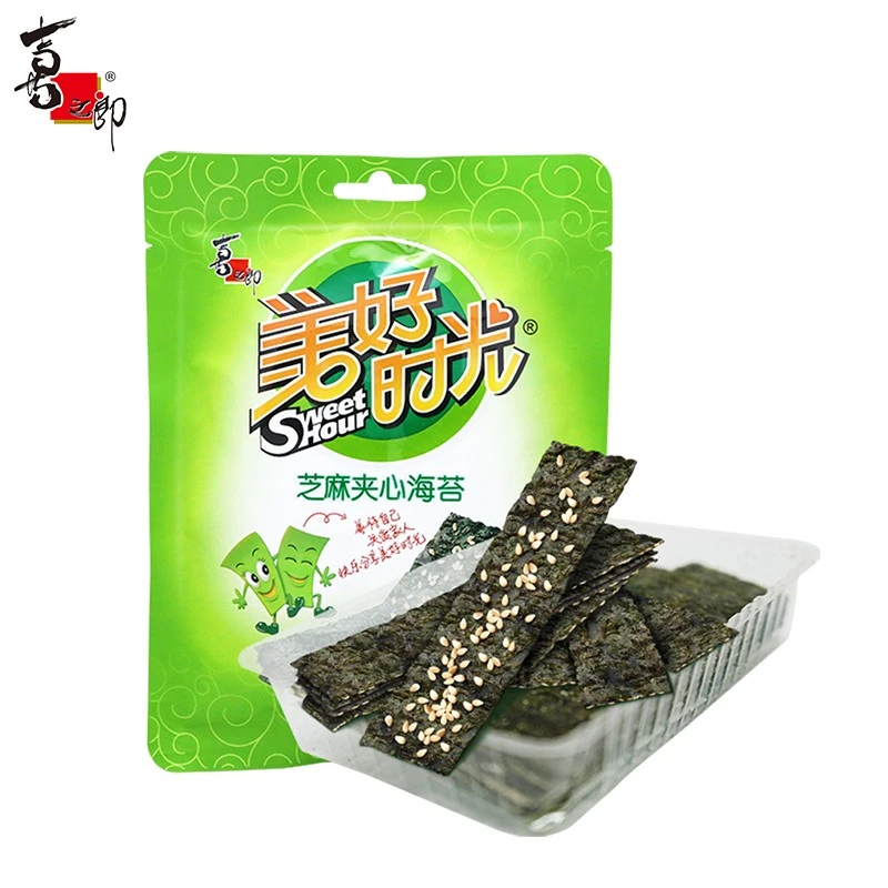 喜之郎美好时光海苔8g坚果芝麻椰子夹心海苔儿童夹心即食海苔片