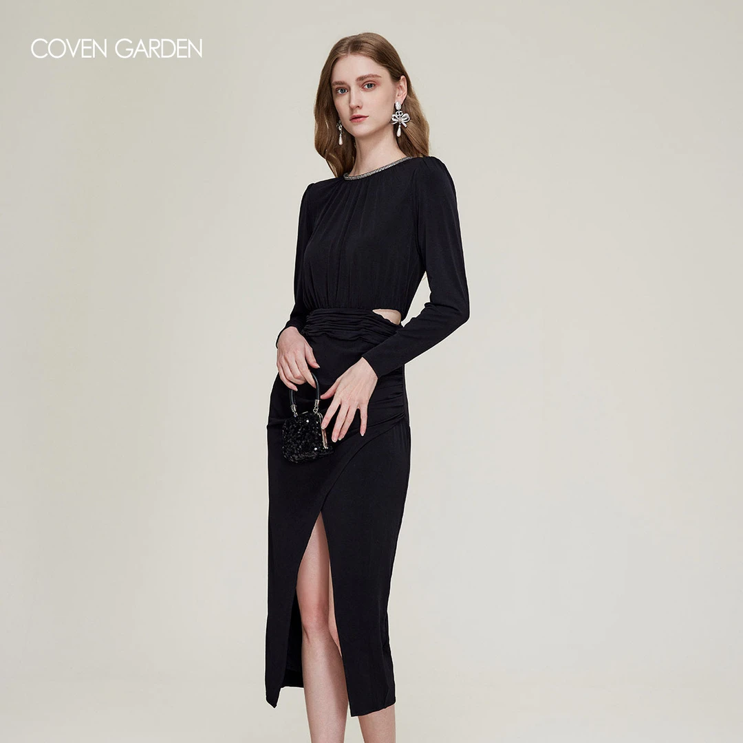 哥文花园 名媛抽褶性感女神范连衣裙 CTA1081820