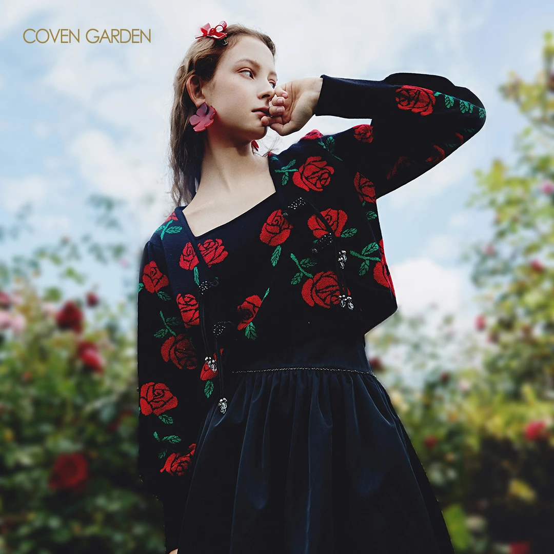 哥文花园 玫瑰花复古针织衫女 CTC1041288