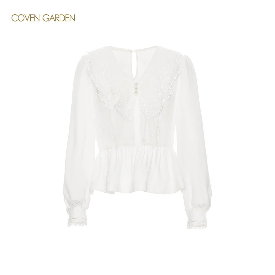 哥文花园 蕾丝蝴蝶结领白衬衫 CLA1014130 COVEN GARDEN