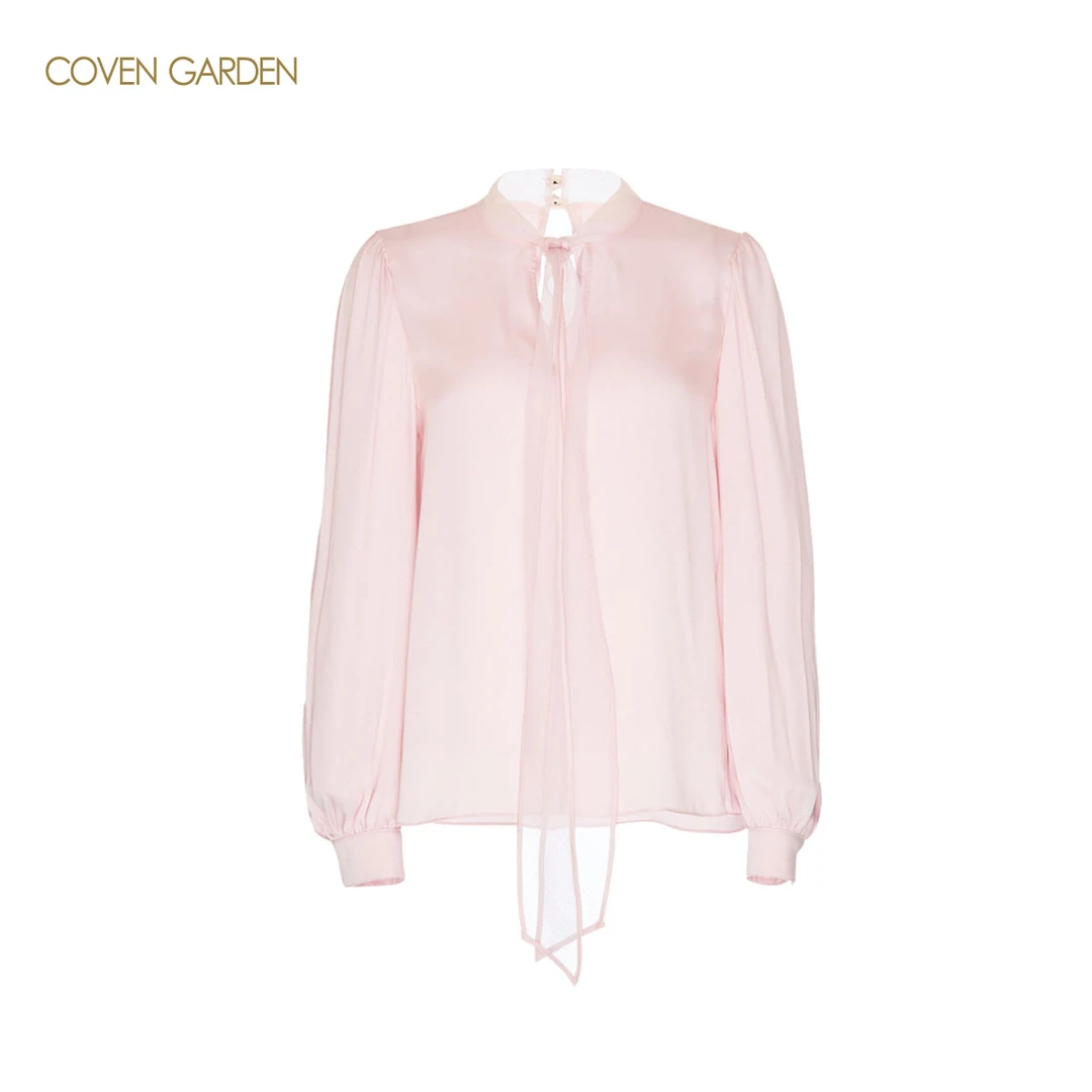 哥文花园  淑女缎面雪纺长袖衬衫  CLA3016090  COVEN GARDEN