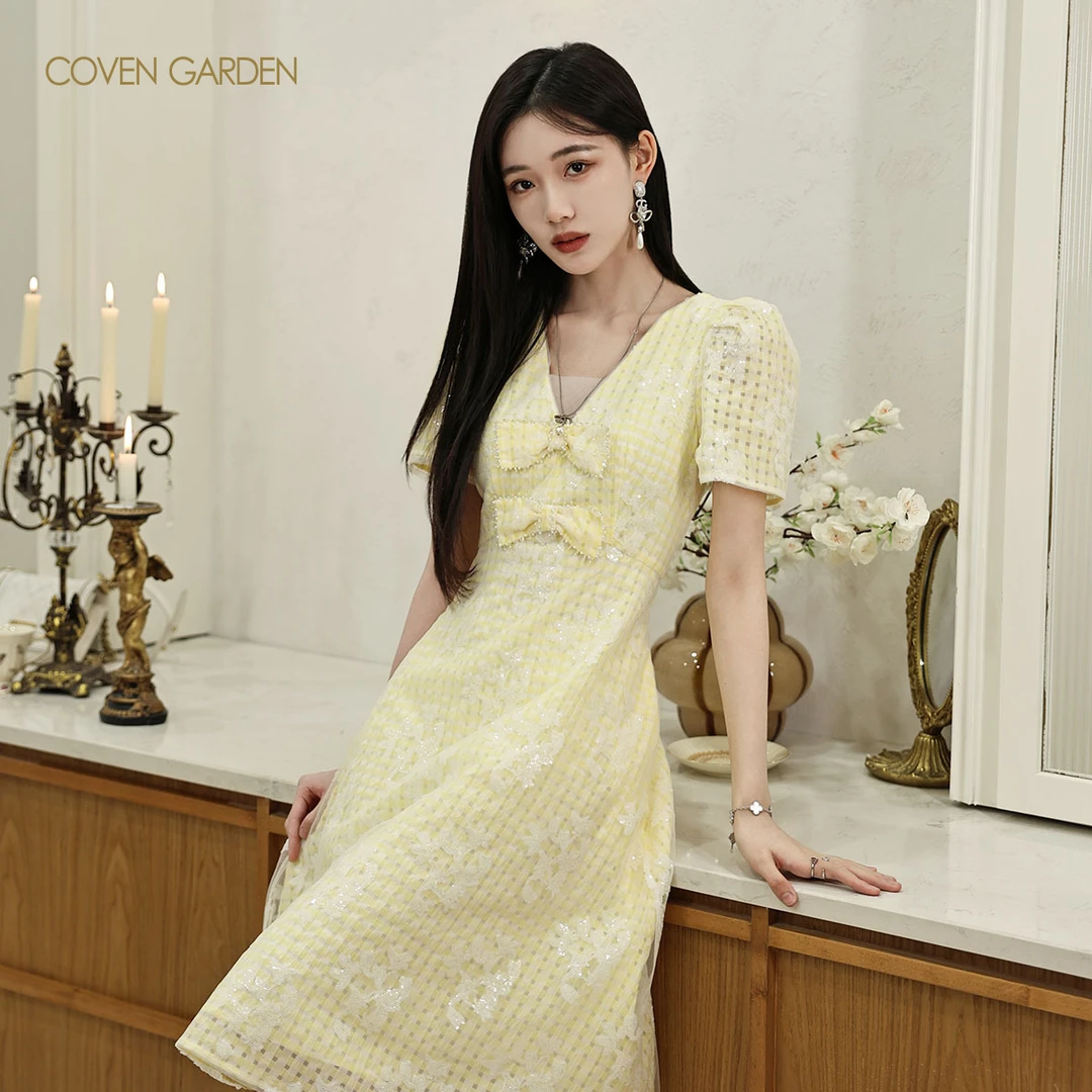 哥文花园 法式茶歇裙褶皱感连衣裙 CTA1086120 COVEN GARDEN