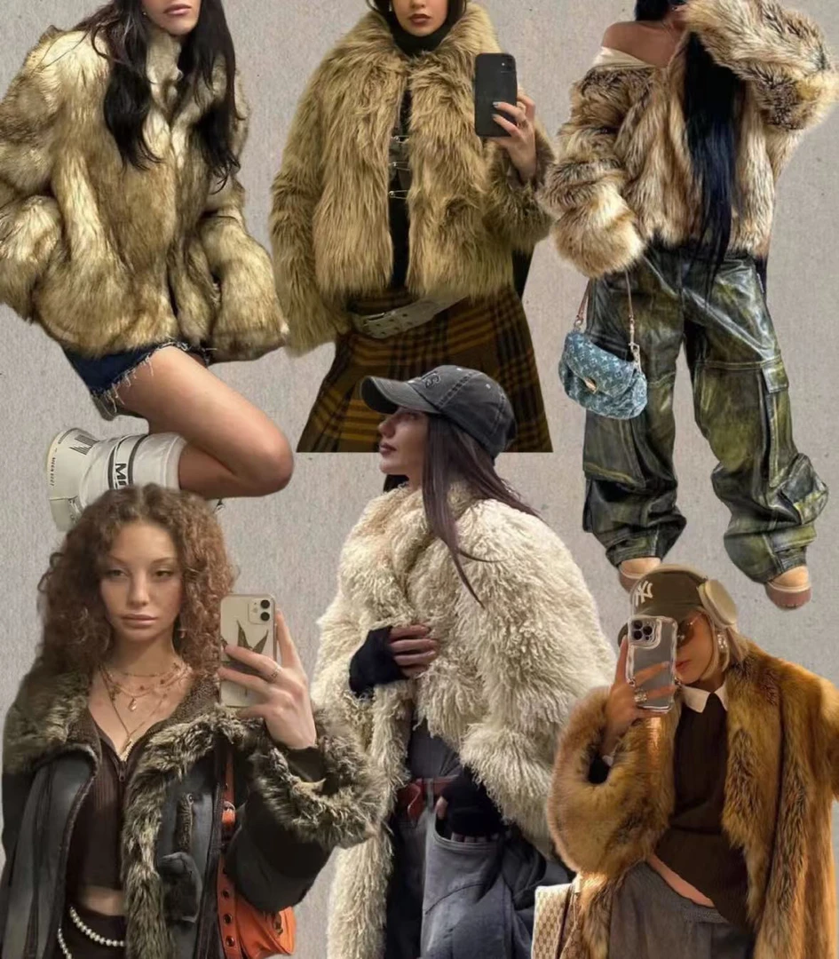 vintage草草外套保暖秋冬冬季皮毛一体