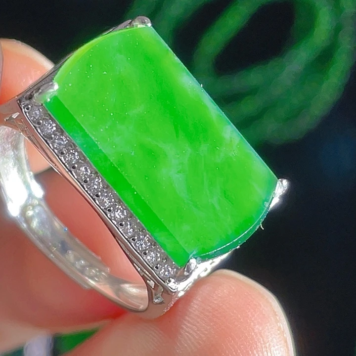 翡翠戒指银S925镶嵌翡翠111111