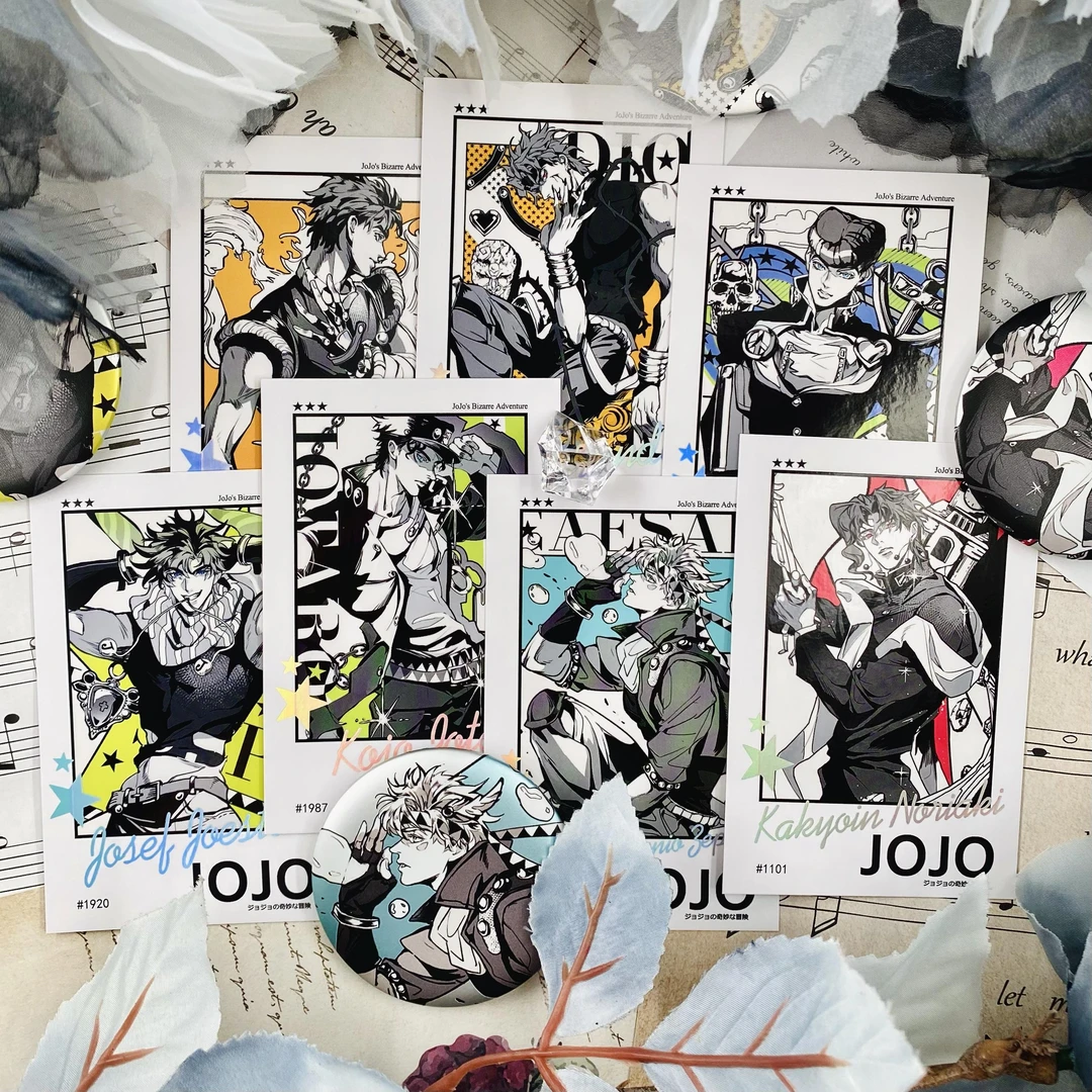 jojo的奇妙冒险明信片亚银徽章大乔二乔 西撒花京院承太郎仗助DIO