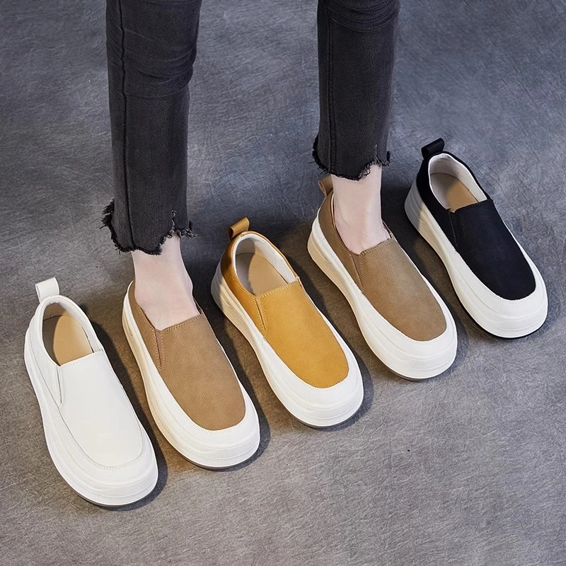 轻便百搭乐福鞋女低帮秋冬季新款圆头懒人单鞋女软底透气孕妇鞋女