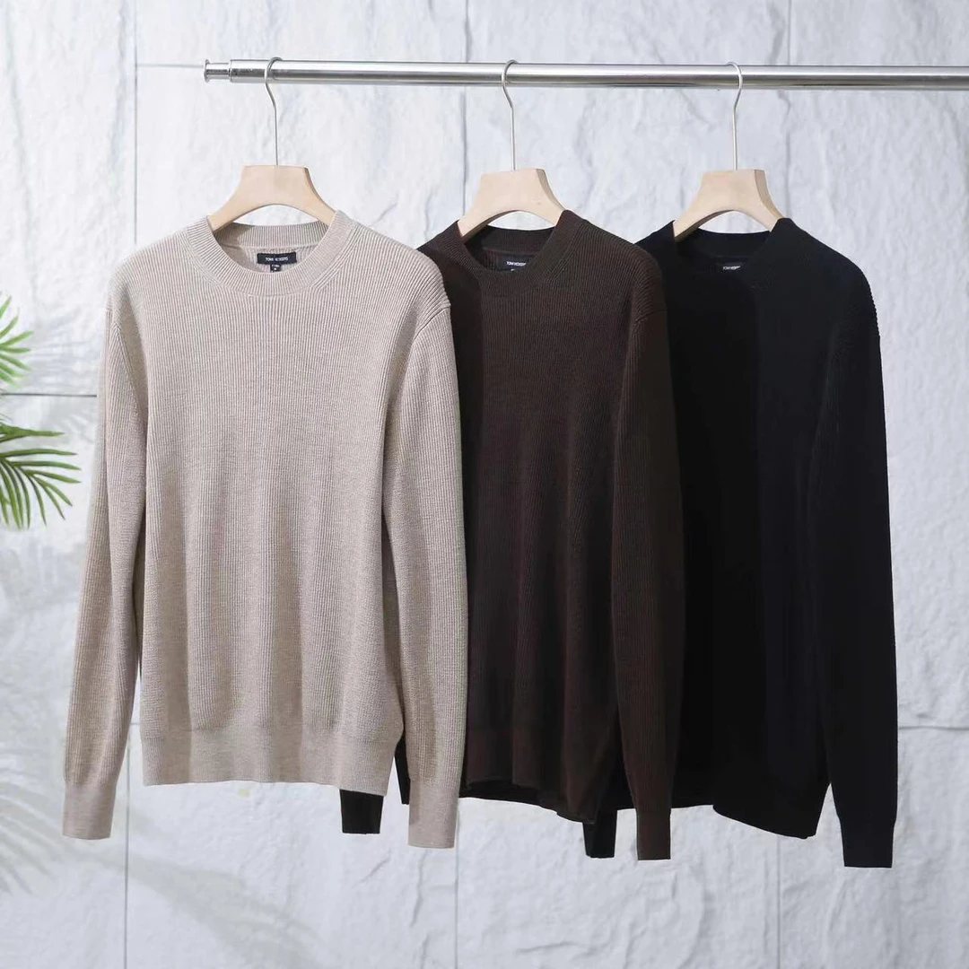 男士针织打底衫秋冬季休闲宽松简约纯色线衣