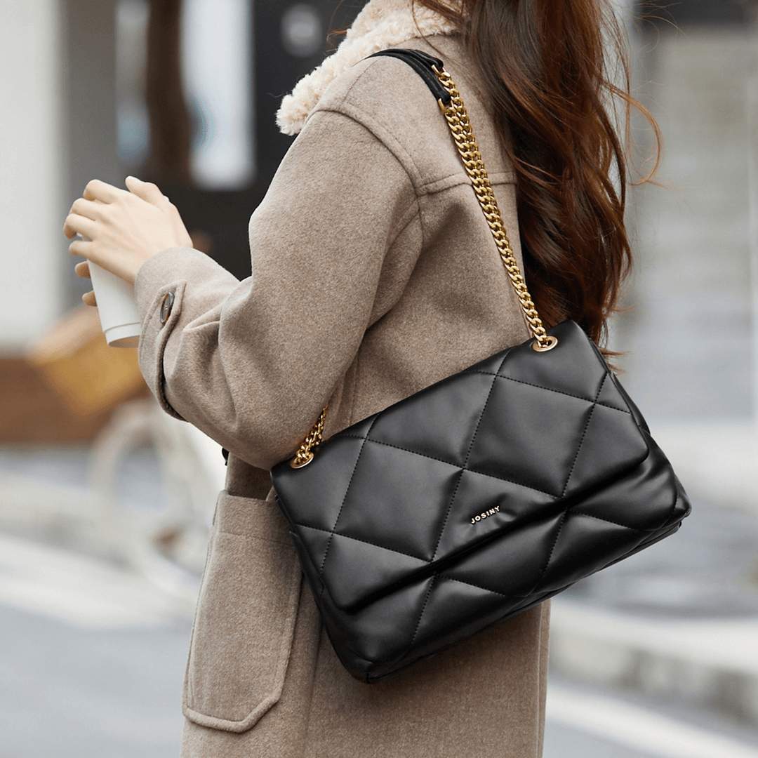 卓诗尼时尚菱格链条包女2023新款秋冬高级感单肩斜挎包女通勤女包