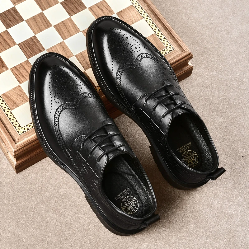 6901皮鞋男新款夏季透气休闲男士商务正装百搭潮流时尚雕花尖头鞋
