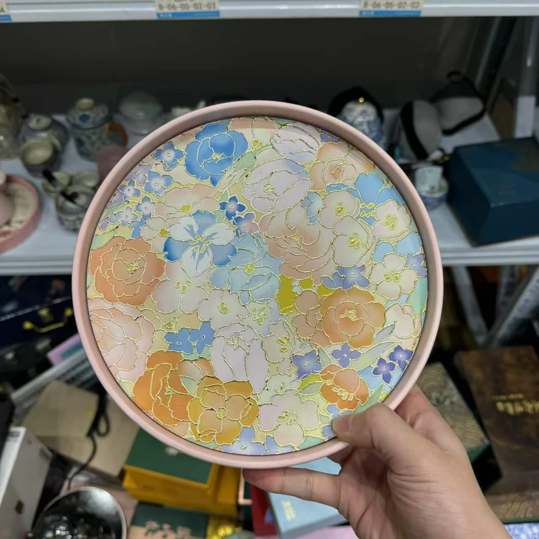 万花掐金丝珐琅彩茶盘cp