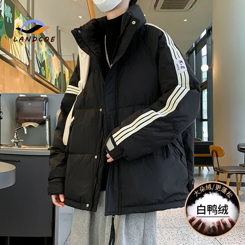 LANDCOE立领羽绒服男士2024年冬季加厚保暖防寒服潮牌白鸭绒外套