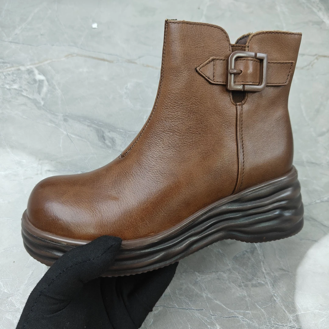 （孤品）36码 牛皮粗跟女靴 21630