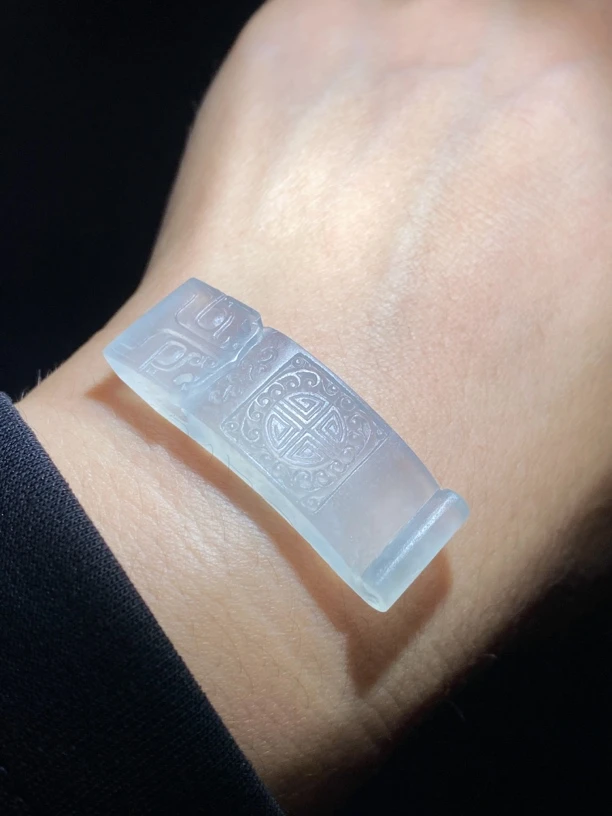 缅甸天然A货翡翠仿古纹毛货高冰手排吊坠