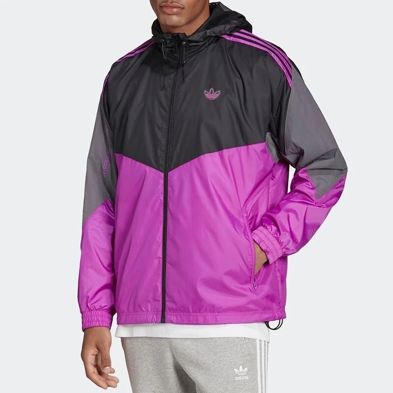 Adidas/阿迪达斯三叶草连帽防风男装外套运动透气休闲夹克HE4711