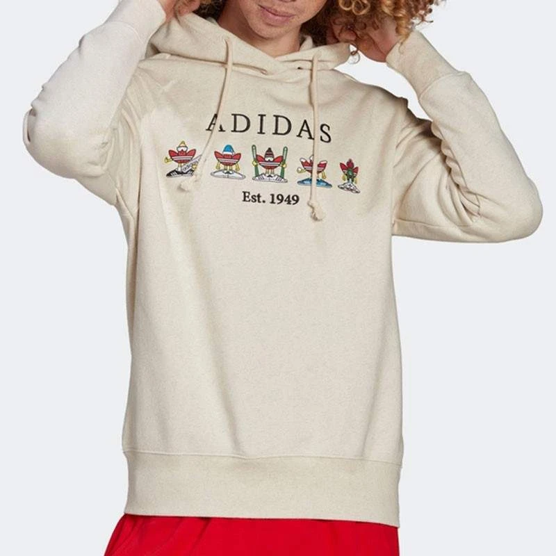 Adidas阿迪达斯三叶草男女加绒卫衣运动连帽套头衫HK7445休闲情侣