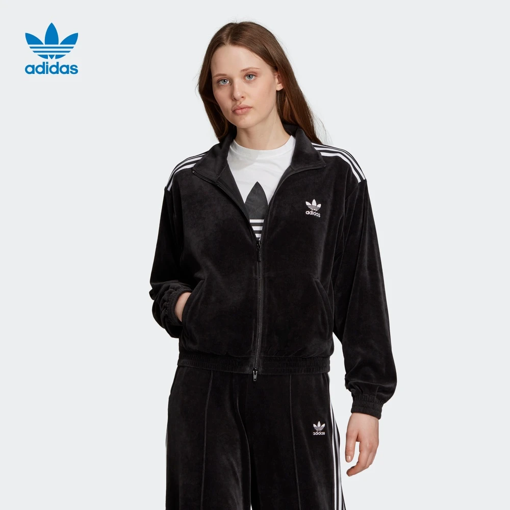 阿迪达斯三叶草VELVET TRACKTOP女装运动外套FL0057女款时尚休闲