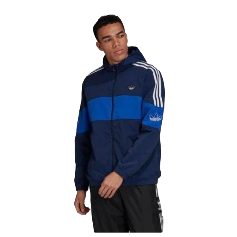 Adidas/阿迪达斯男子运动外套连帽条纹拼色舒适FM3858夹克男款