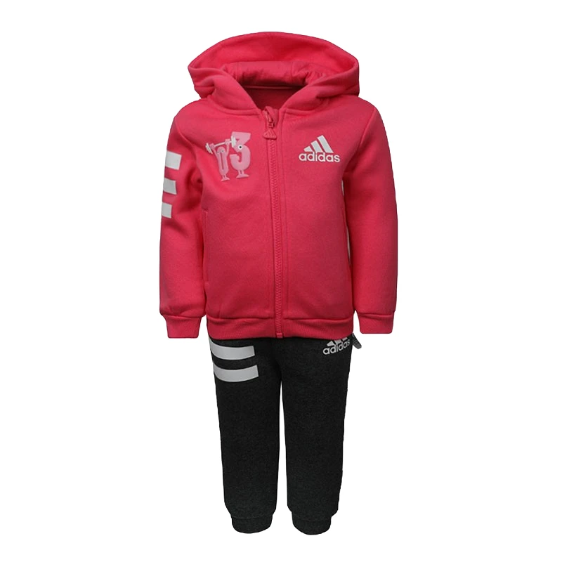 Adidas阿迪达斯童装舒适透气连帽上衣运动长裤运动休闲套装EH3654