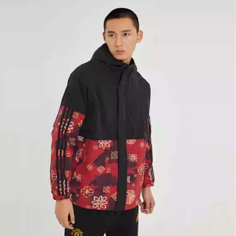 阿迪达斯NEO 男外套春季款时尚运动加绒拼接连帽夹克 HM9887
