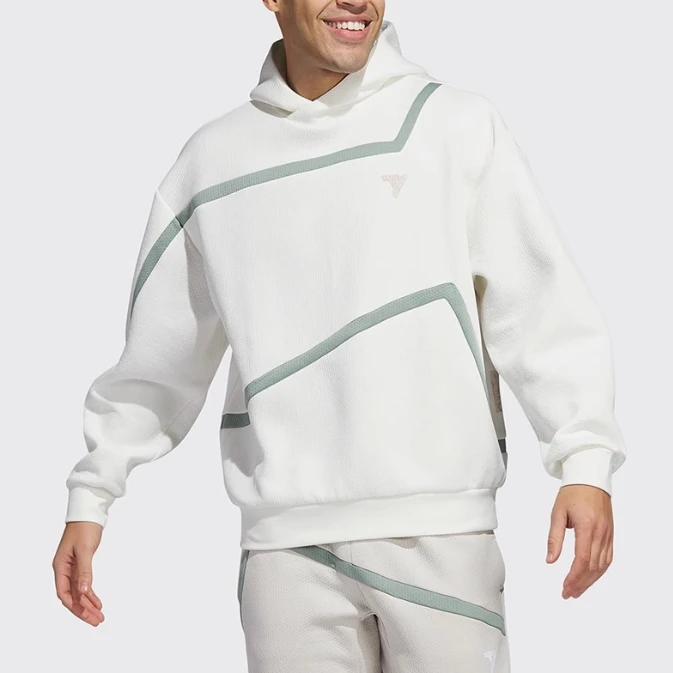 Adidas/阿迪达斯 兔年款男子冬季米白色运动长袖连帽卫衣 IL6489