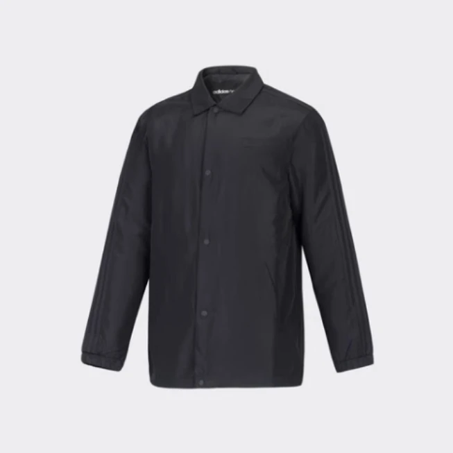 ADIDAS/阿迪达斯NEO 男女同款 初冬黑色保暖纽扣外套茄克 DN9738