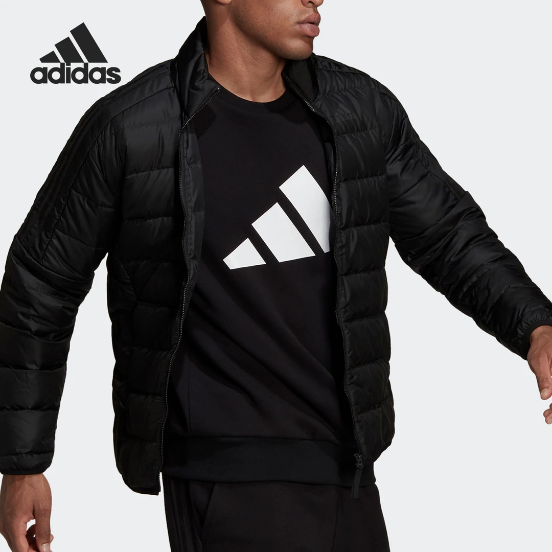 Adidas/阿迪达斯男子轻薄立领户外运动防风鸭绒羽绒服 H15959男士