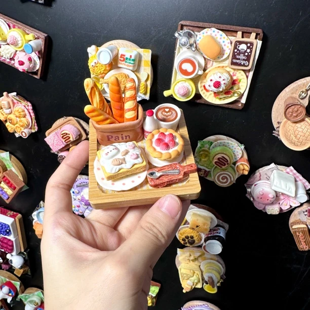 手工DIY猫鱼蛋糕法棍冰箱贴