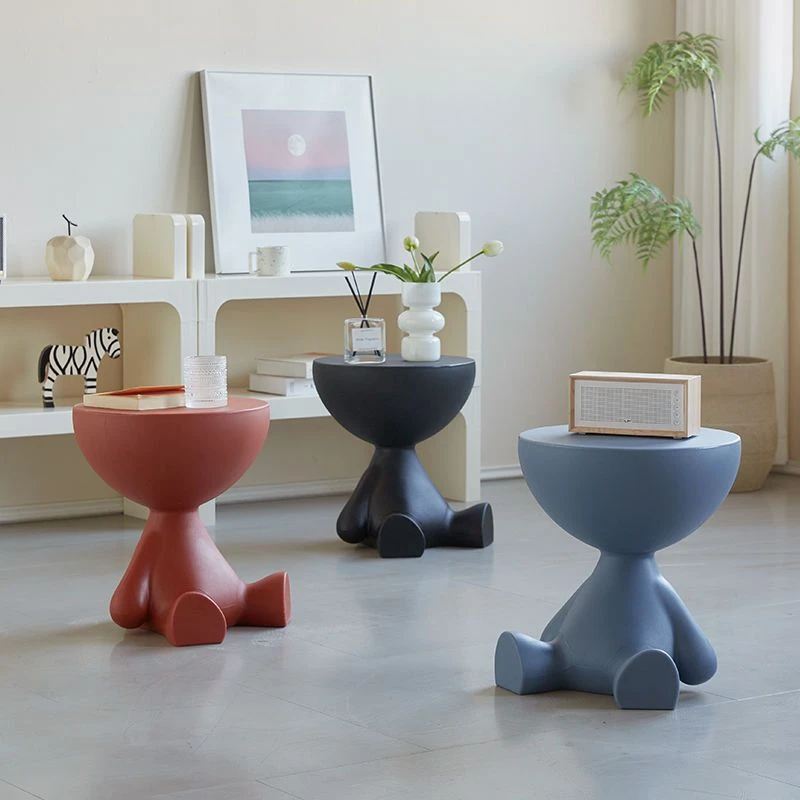 创意小平头茶几北欧设计师塑料凳子客厅简约躺平沙发爆款矮人边几