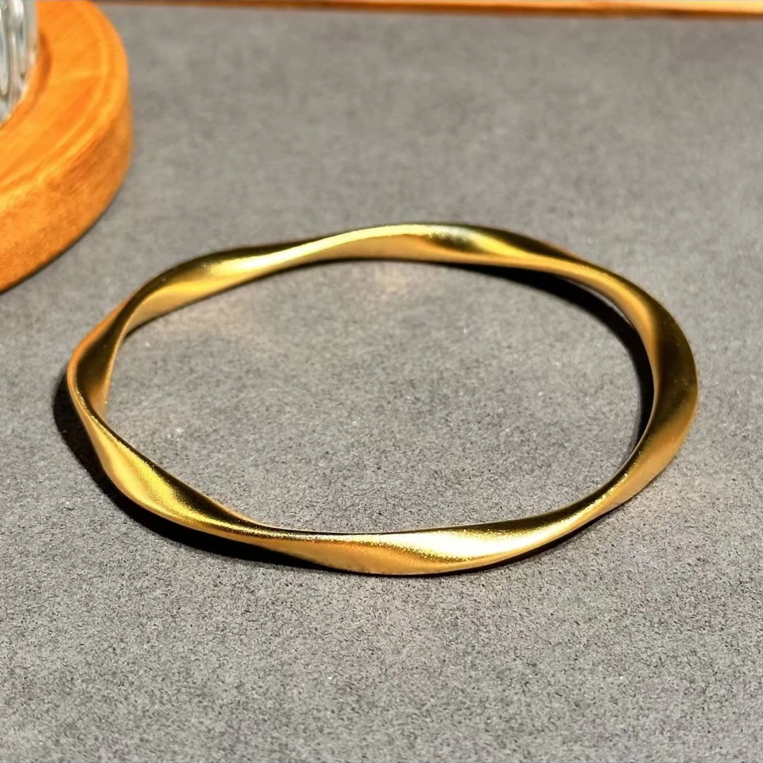 足银手镯 足银手镯 古法莫比乌斯环手镯 包金工艺