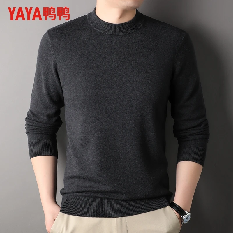 【绵羊毛】鸭鸭羊毛衫休闲男士秋冬装长袖圆领针织时尚保暖打底衫