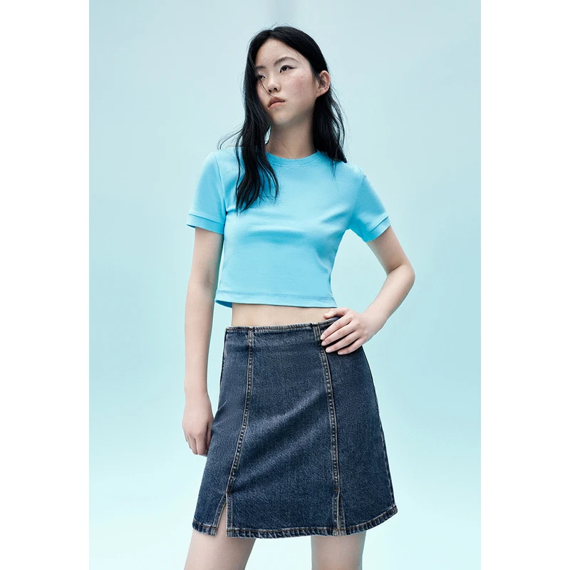 UR新款女装基础日常纯色多彩薄款圆领短袖T恤UWB432127