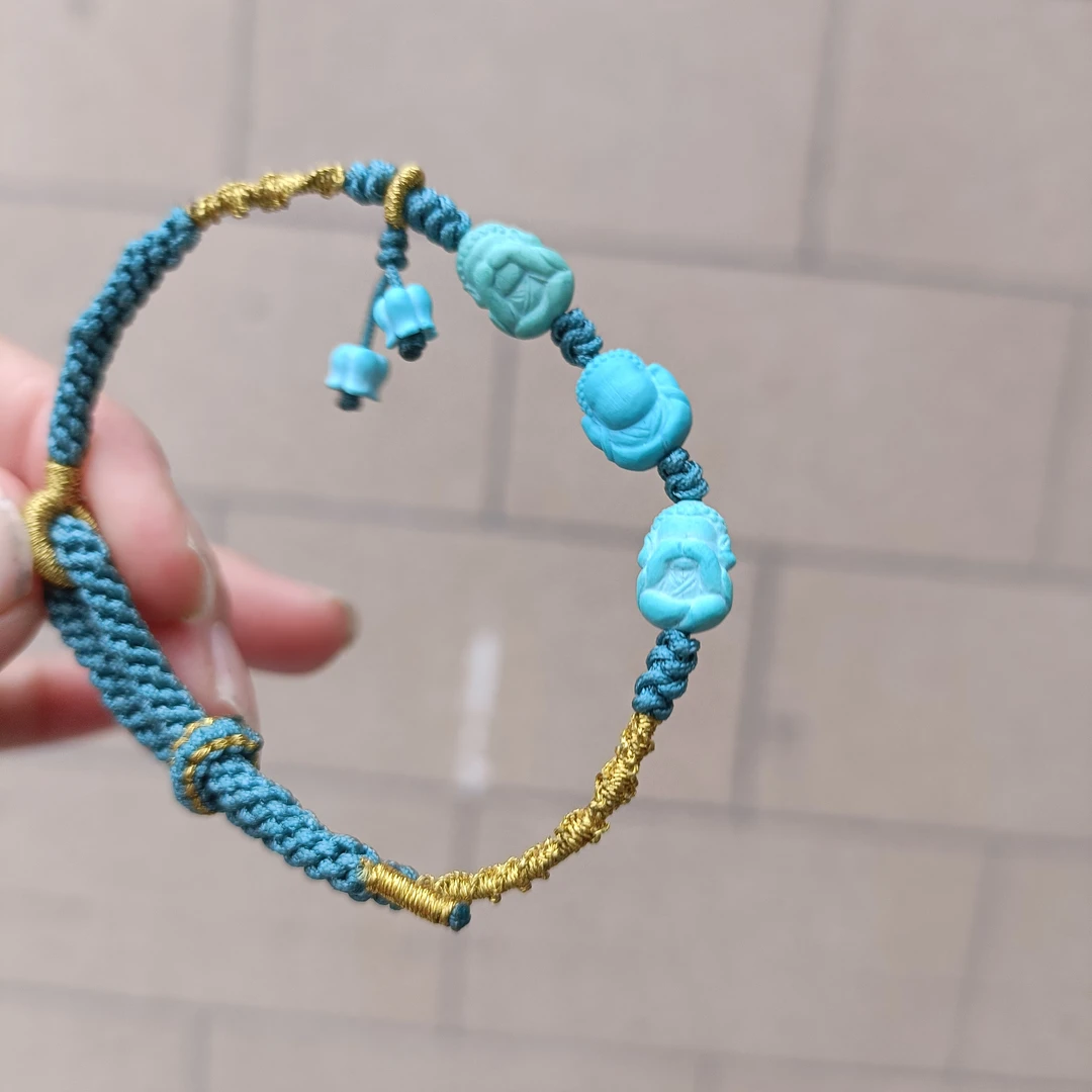 玉雕萌直播湖北原矿天然绿松石无优化吊坠背云款三不宝宝佛无相佛