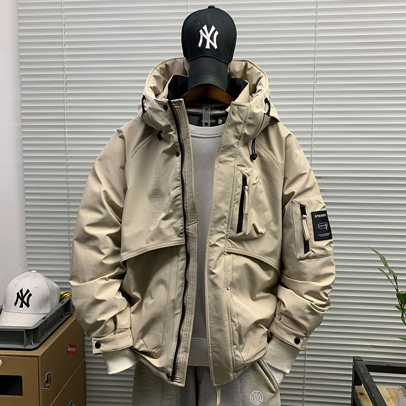 工装潮牌连帽山系羽绒服外套男士冬季新款加厚保暖户外白鸭绒夹克