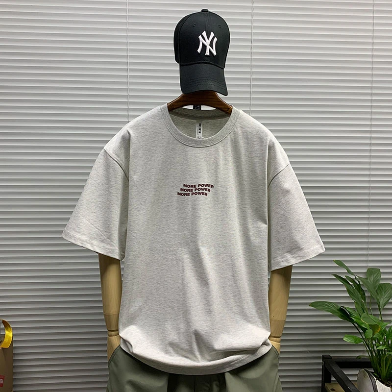 重磅纯棉夏季新款短袖t恤男士休闲宽松百搭潮流ins五分半袖体恤衫