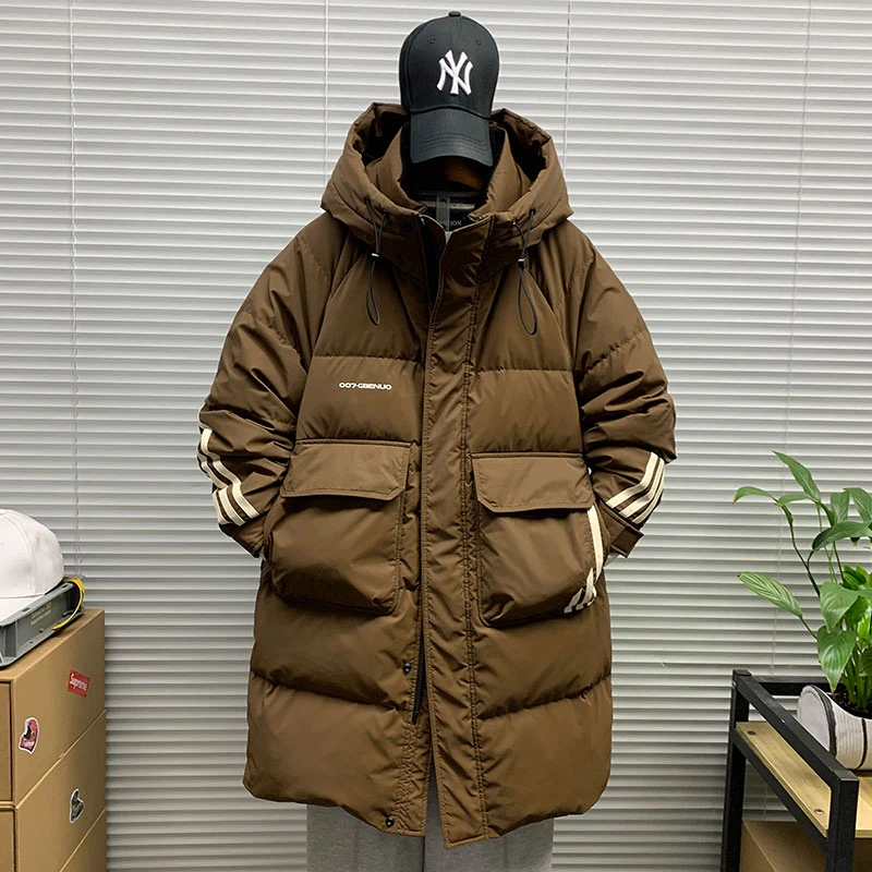 羽绒服男中长款潮牌加绒保暖2024冬季新款休闲宽松工装派克服外套