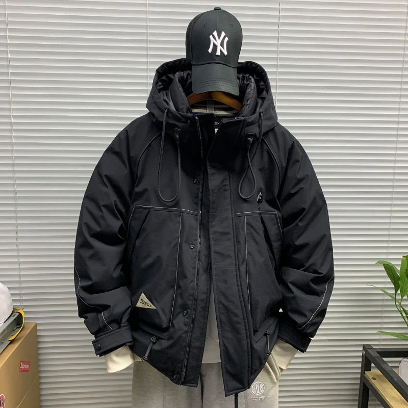 羽绒服外套男潮牌工装加绒加厚保暖冬季休闲宽松防水机能羽绒夹克