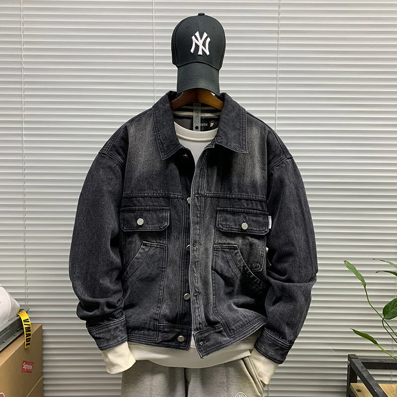 美式复古做旧水洗高品质牛仔夹克男休闲宽松潮牌痞帅街头百搭外套