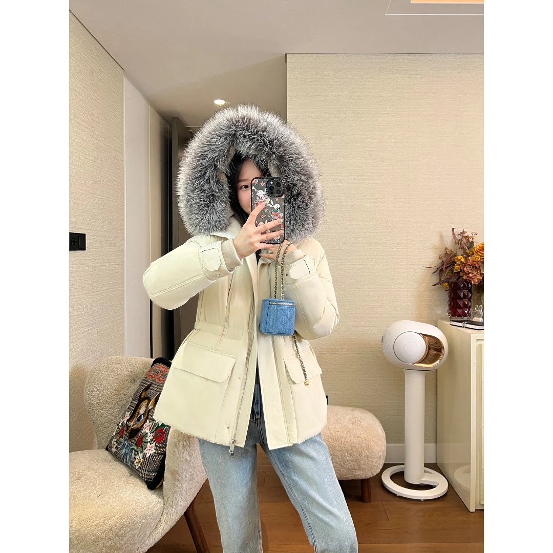 SUNDAYMERRY鹅绒系列 狐狸毛连帽羽绒服