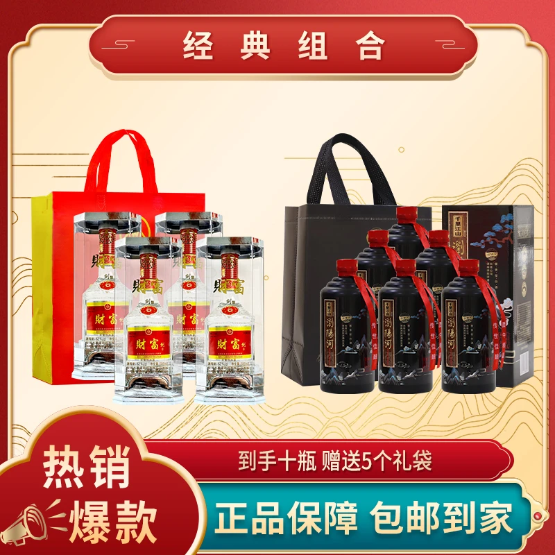 【衣哥专属】财富剑*4瓶+浏阳河千里江山*6瓶 白酒组合500ml 共10瓶