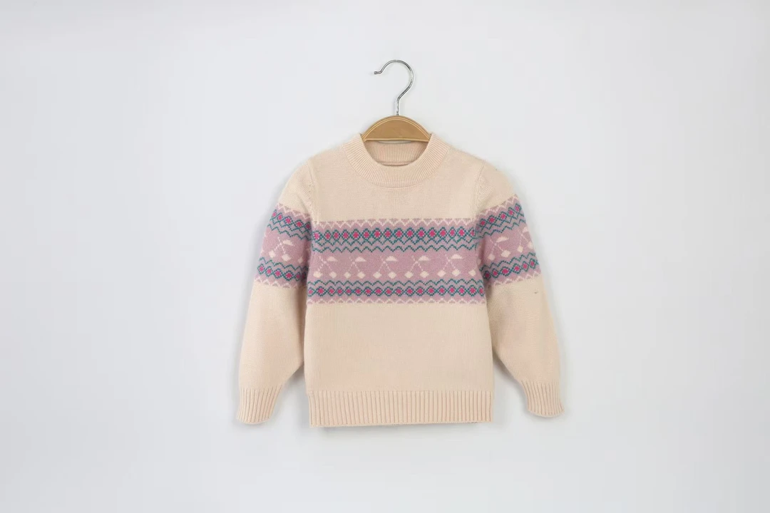 （两根线）鄂尔多斯市儿童针织衫圆领秋冬新款女童时尚针织衫套头